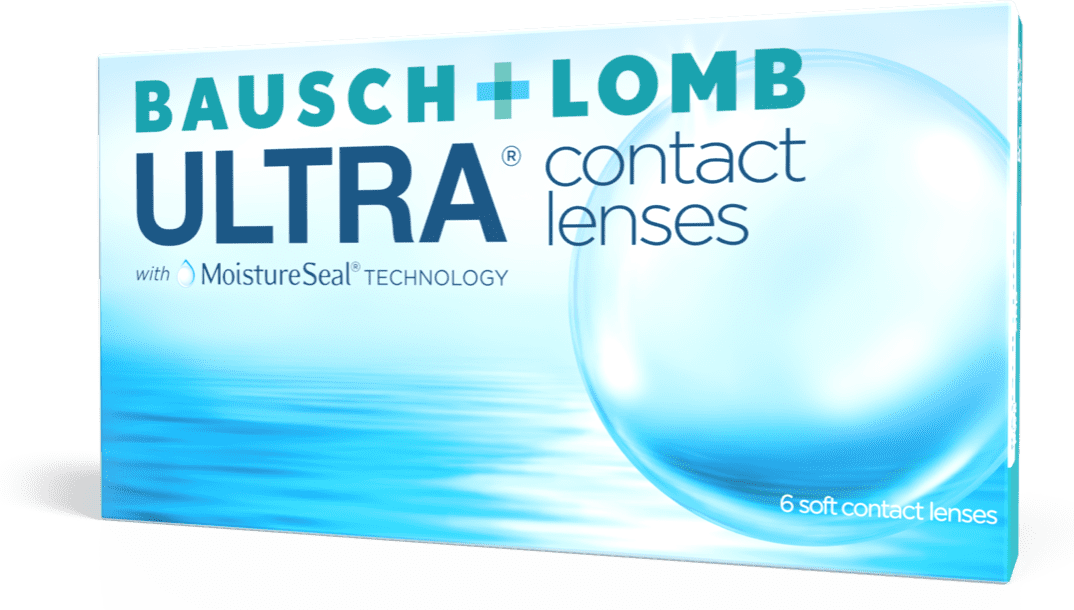 Boxes of the variety of ULTRA Monthly contact lenses available. 