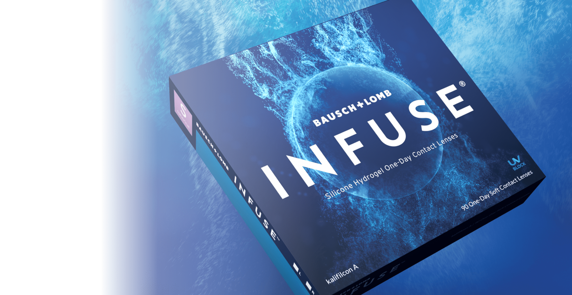 Box of Bausch + Lomb INFUSE daily contact lenses.