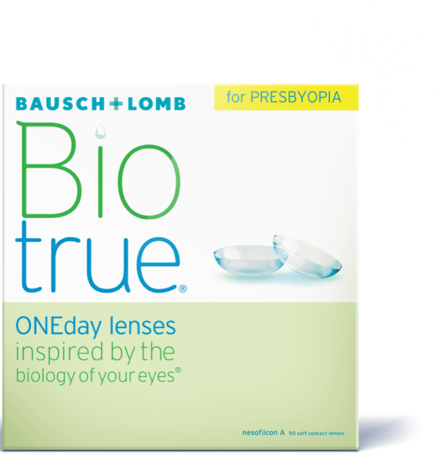 Box of Biotrue ONEday Daily Contact Lenses for Presbyopia. 