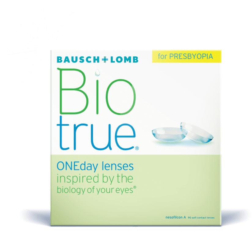 Box of Biotrue ONEday Daily Contact Lenses for Presbyopia. 