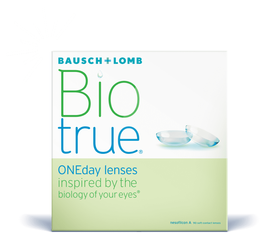 Boxes of the variety of Biotrue ONEday daily contact lenses available.