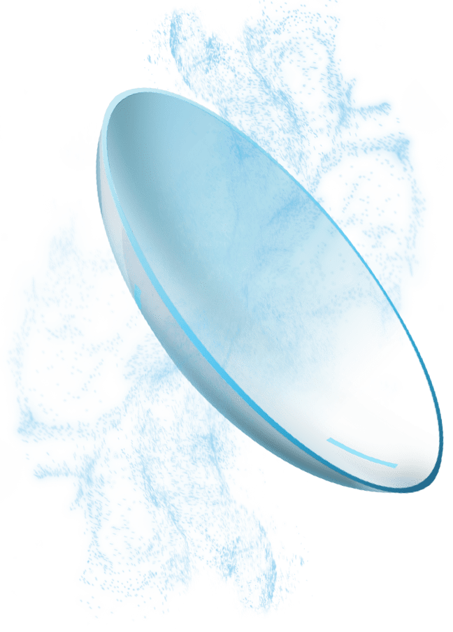 Close up of an INFUSE contact lens with moisture.